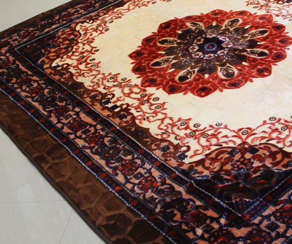 Tapete Sala Veludo 3D Estampado Vila Real Marrom -2,00x2,50 - 3