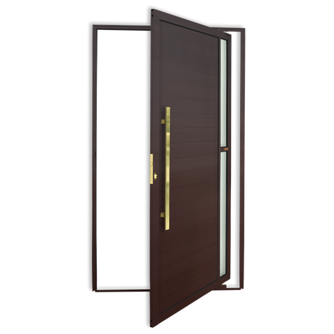 Porta Pivotante Lamb.Visione c/Puxador e. Sup.Marrom Corten Dourado 120 Brimak