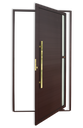 Ver imagem 1 de Porta Pivotante Lamb.Visione c/Puxador e. Sup.Marrom Corten Dourado 120 Brimak