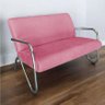 Kit Namoradeira + 2 Poltronas Decorativa Bela Suede Rosa Braço Cromado - 3