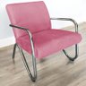 Kit Namoradeira + 2 Poltronas Decorativa Bela Suede Rosa Braço Cromado - 6