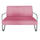 Ver imagem 2 de Kit Namoradeira + 2 Poltronas Decorativa Bela Suede Rosa Braço Cromado