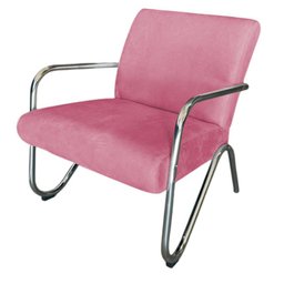 Kit Namoradeira + 2 Poltronas Decorativa Bela Suede Rosa Braço Cromado - 5