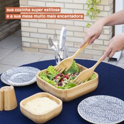 KIT BOWL QUADRADO DE BAMBU COM PEGADOR MÃOZINHA - 2PÇS - 6