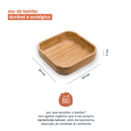 KIT BOWL QUADRADO DE BAMBU COM PEGADOR MÃOZINHA - 2PÇS - 2