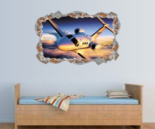 Adesivo Decorativo Parede Quebrada Avião Modelo 03 - 1