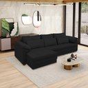 Ver imagem 1 de Sofá Retrátil Manual Sala de Estar Nolan Bipartido 257cm Conforto Premium em Couro Preto G58 - Gran