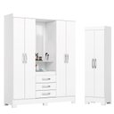 Ver imagem 1 de Guarda Roupa 04 Portas e 03 Gavetas Nápole com Armário Multiuso 2 Portas 3 Prateleiras B387 Branco -