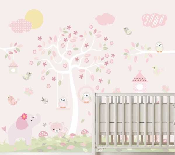 Papel Parede Infantil Menina Adesivo Delicado Floresta Gg618 - 4