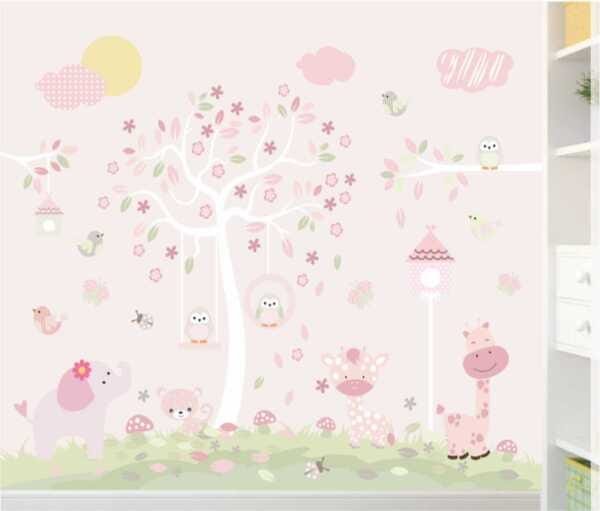 Papel Parede Infantil Menina Adesivo Delicado Floresta Gg618 - 1