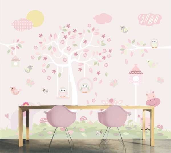 Papel Parede Infantil Menina Adesivo Delicado Floresta Gg618 - 3