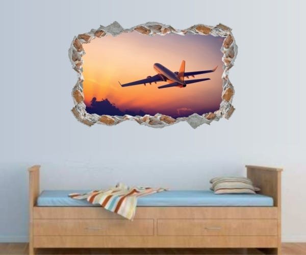 Adesivo Decorativo Parede Quebrada Avião Mod 01 - 1