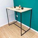 Ver imagem 2 de Mesa Bistrô de Ferro e Madeira Industrial Style Natural e Preto