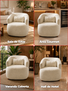Ver imagem 3 de Kit 2 Poltrona Orgânica Chloe Boucle Bege Redonda Decorativa com Almofada Plumante - Arkell