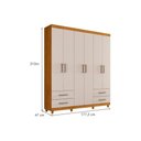 Ver imagem 1 de Guarda Roupa Solteiro 6 Portas e 4 Gavetas C- Pés Canadá Plus Cinamomo-off White Conquista