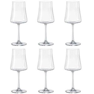 Jogo 6 Taças Cristal Ecol Vinho Branco 360ml Linha Xtra Fundo Quadrado Bohemia