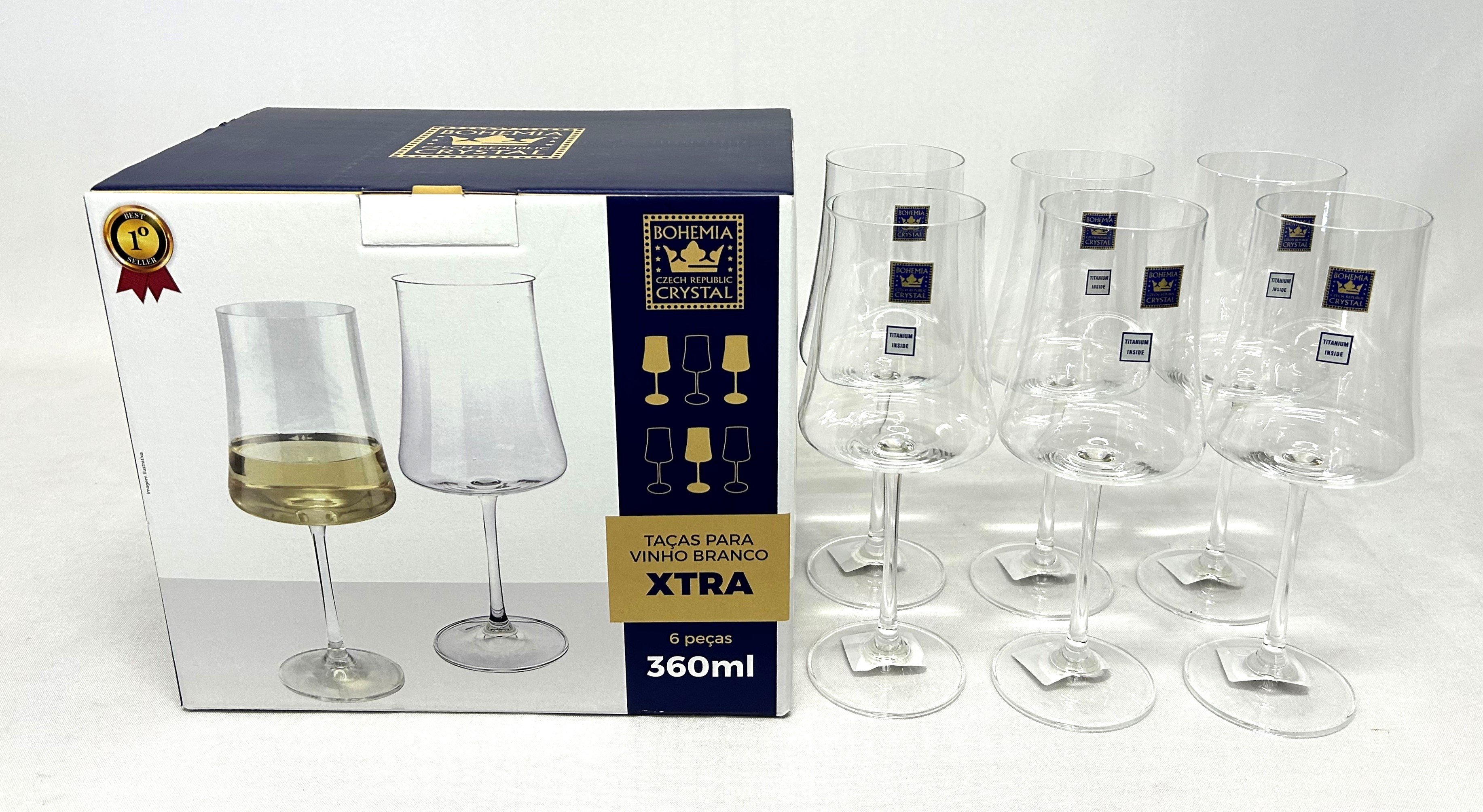 Jogo 6 Taças Cristal Ecol Vinho Branco 360ml Linha Xtra Fundo Quadrado Bohemia - 4