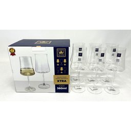 Jogo 6 Taças Cristal Ecol Vinho Branco 360ml Linha Xtra Fundo Quadrado Bohemia - 4