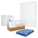 Ver imagem 1 de Quarto de Bebê Americano 4 Portas Com berço Americano Multifuncional Formare Branco Freijó - Matic -