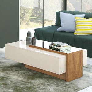 Mesa De Centro Milão Com Espelho - Lukaliam Móveis Off White