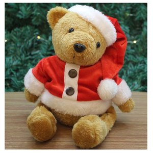 Enfeite Natal Urso de Pelúcia Roupa e Gorro Natalino 23cm