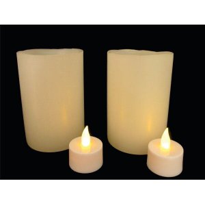2 Vela De Led + 2 Vela Luminária 8x8x12 Em Parafina Decoração