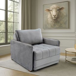 Poltrona Cama Reclinável Retrátil Viena Veludo Cinza - Loja Sheep - 2