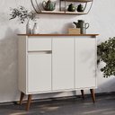 Ver imagem 2 de Aparador Buffet Veneza 3 Portas 1 Gaveta Off White/Freijó – EJ Móveis