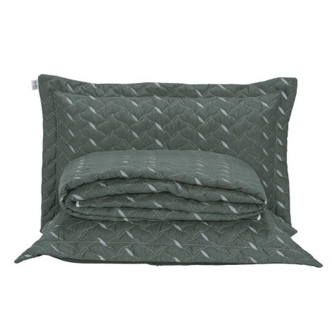 Cobre Leito King Heitor Bordado Hipercal 400 Fios 3 Peças - Verde Militar