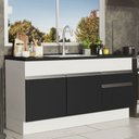 Ver imagem 1 de Balcão de Pia Armário de Cozinha 150 Cm 2 Portas e 2 Gavetas (sem Tampo e Pia) Branco/preto Glamy Ma