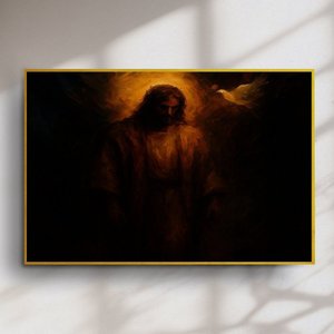 Quadro Decorativo Jesus e Espírito Santo em Formato de Pomba
