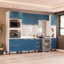 Ver imagem 1 de Armário de Cozinha Modulada Completa 5 Peças 310cm com Tampo 100% Mdf Amara Politorno Móveis
