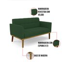 Ver imagem 6 de Sofá Namoradeira e Poltrona Base de Madeira Castanho Elisa Veludo Verde D03 - D'Rossi