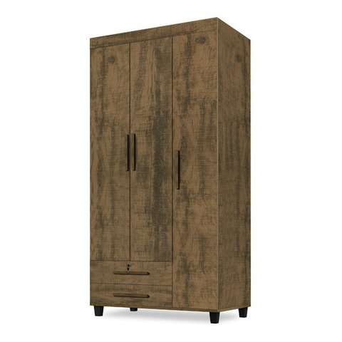 Guarda Roupas Madri Roupeiro 3 Portas + 2 Gavetas Amêndoa SAO MIGUEL