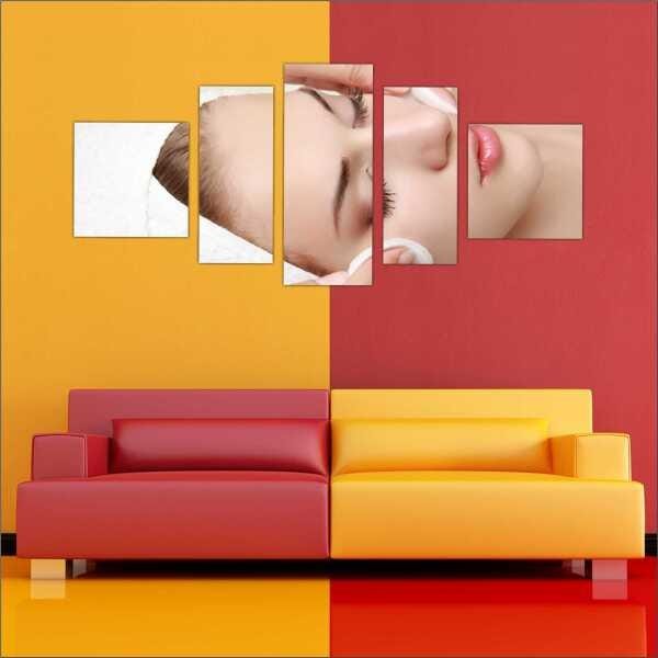 Quadro Decorativo Massagem Massoterapia Fisioterapia Salas Interiores Mosaico 5 Peças Com Moldura - 2