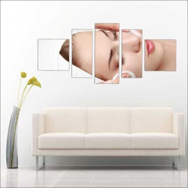 Quadro Decorativo Massagem Massoterapia Fisioterapia Salas Interiores Mosaico 5 Peças Com Moldura - 1