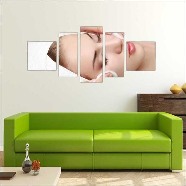 Quadro Decorativo Massagem Massoterapia Fisioterapia Salas Interiores Mosaico 5 Peças Com Moldura - 5