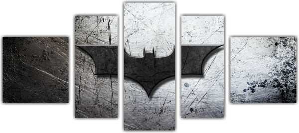 Quadro Decorativo Batmam Heróis Filmes Cinema Salas Interiores Mosaico 5 Peças Com Moldura - 5