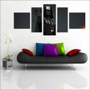 Ver imagem 1 de Quadro Decorativo Star Wars Filmes Cinema Salas Interiores Mosaico 5 Peças Com Moldura