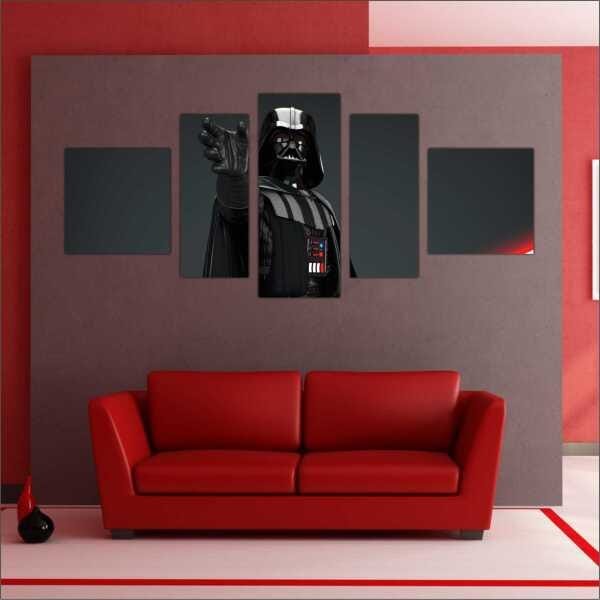 Quadro Decorativo Star Wars Filmes Cinema Salas Interiores Mosaico 5 Peças Com Moldura - 4