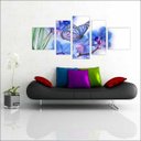 Ver imagem 3 de Quadro Decorativo Flores Borboletas Paisagens Natureza Interiores Mosaico 5 Peças Com Moldura