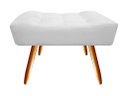 Ver imagem 4 de Kit Poltrona Decorativa Isis + Puff Retangular Couro Branco Pés Madeira Ms Decor