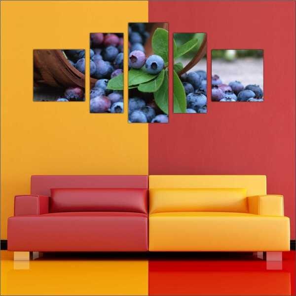 Quadro Decorativo Frutas Cozinha Gourmet Interiores Mosaico 5 Peças Com Moldura - 2