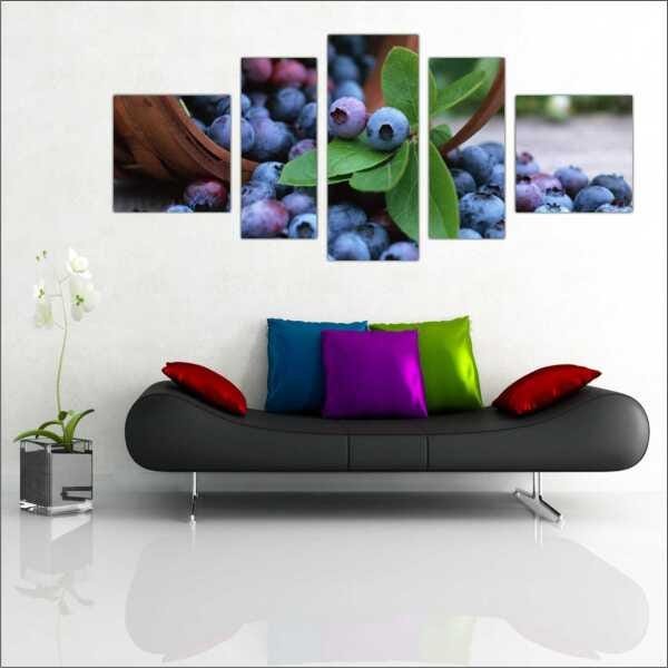 Quadro Decorativo Frutas Cozinha Gourmet Interiores Mosaico 5 Peças Com Moldura - 3