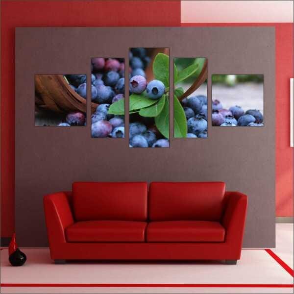 Quadro Decorativo Frutas Cozinha Gourmet Interiores Mosaico 5 Peças Com Moldura - 4