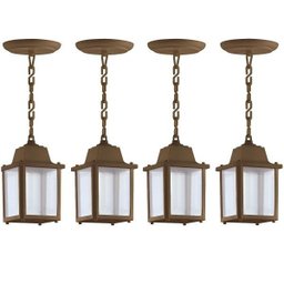 4 Un Luminária Pendente Externo Colonial Marrom Alz15 - 1