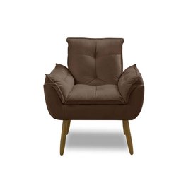 Kit 2 Poltronas para Sala Decorativa Opala Pés Madeira Suede Marrom Império Decor - 3