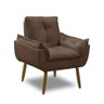 Kit 2 Poltronas para Sala Decorativa Opala Pés Madeira Suede Marrom Império Decor - 2