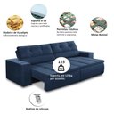 Ver imagem 3 de Sofá Retrátil e Reclinável 3 Lugares 2,10m com Molas Sabrina Suede Azul Madelina Decor