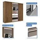 Ver imagem 3 de Guarda Roupa Casal 3 Portas de Correr e 3 Espelhos Evidence Minastex Freijó